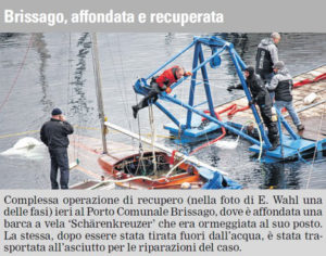 Bergung eines Segelboots "Schärenkreuzer" aus 35 m Tiefe im Hafen von Brissago